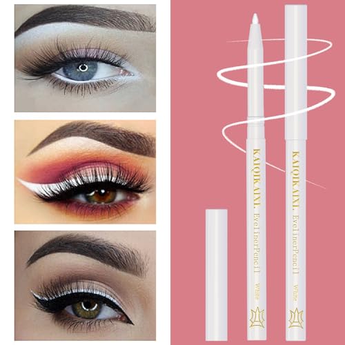 12Pcs White Eyeliner Pencils Professional Use as Highlighter,Lip Line Pen Long-lasting Nice Color Eye Brow Gel Pen Makeup Brow Tint Pencils Beauty Makeup Tools