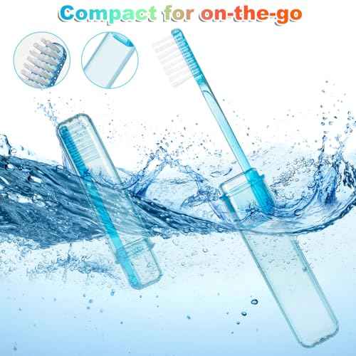 Travel Toothbrush - Folding Toothbrush, Transparent Foldable Handle, Soft Toothbrushes for Adults, Multicolor Pack of 5