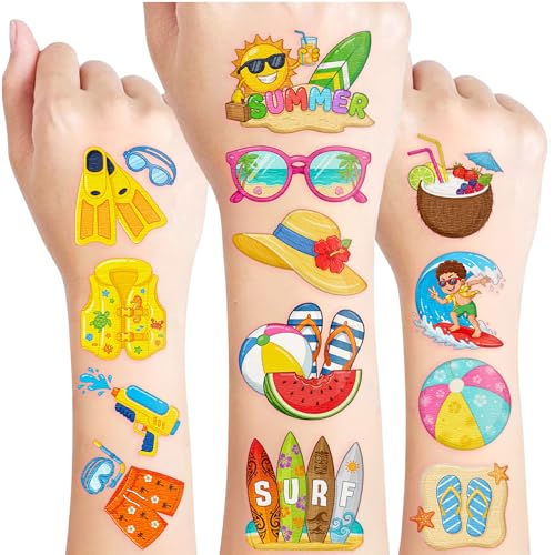 96 Summer Temporary Tattoos - Beach Party Favors