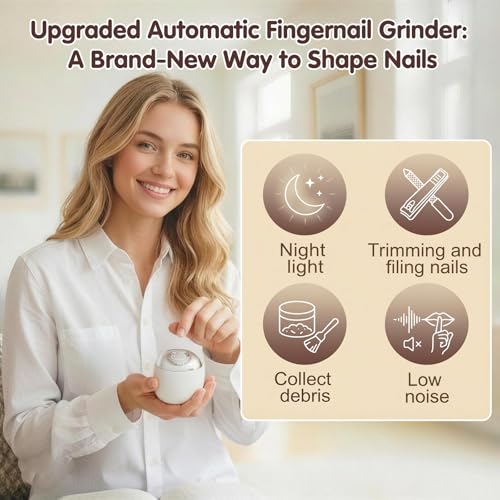 Electric Automatic Nail Clipper,Electric Nail Clippers for Seniors,Electric Automatic Nail Clipper Trimmer,Universal Automatic Fingernail Grinder with LED Light and 3-Speeds Control (2PCS)