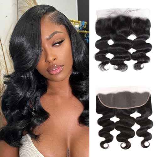 13x4 Lace Frontal Closure Body Wave Frontal Ear to Ear HD Lace Frontal Human Hair 100% Brazilian Virgin Human Hair Closure 16 Inch Frontals Hair Pieces for Women Free Part 150% Density