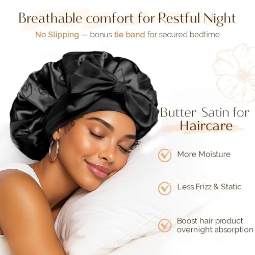 YANIBEST Adjustable Satin Bonnet for Sleeping – Double Layer