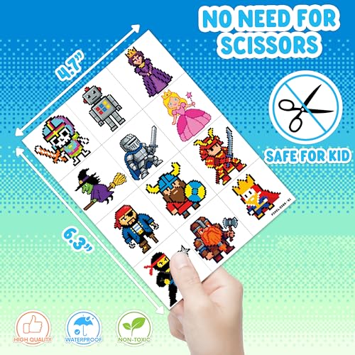 96 Pixel Gaming Temporary Tattoos for Kids | Party Favors