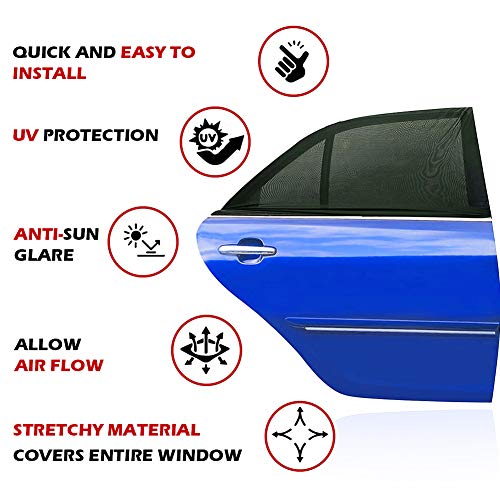 Universal Car Window Shades, Side Window Shade for Car, Breathable Mesh Baby Car Rear Window Sunshades - 2 Pack(Medium 39"x19")