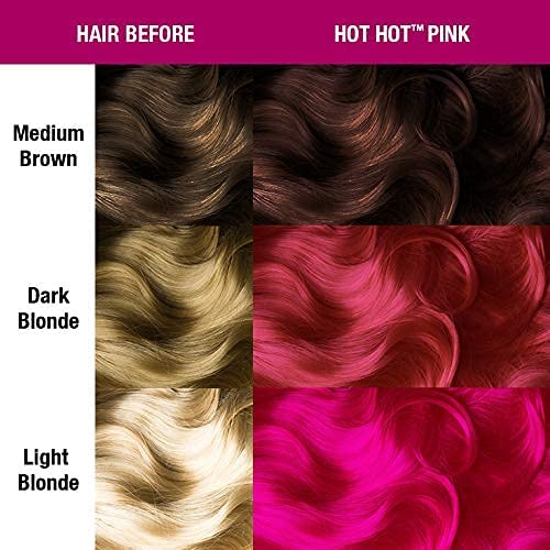 MANIC PANIC Hot Hot Pink Amplified Semi-Permanent Hair Dye - Medium Pink Color - Glows in Blacklight - Vegan, PPD & Ammonia Free
