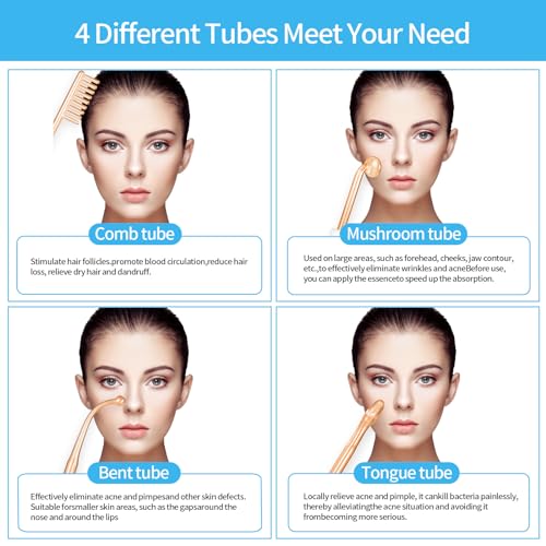 High Frequency Facial Wand with 4 Tubes - Skin & Hair Therapy