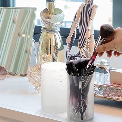 TOPZEA 4 Pack Retractable Makeup Brush Holders, Plastic Portable Cosmetic Organizer Travel Makeup Accessories Cups with Lid, Dust-proof Brushes Storage Case for Women, Make-up Artist