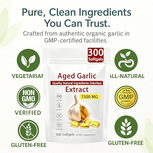 Aged Garlic Extract 300 Count Softgels – Odorless Heart & Immune Support