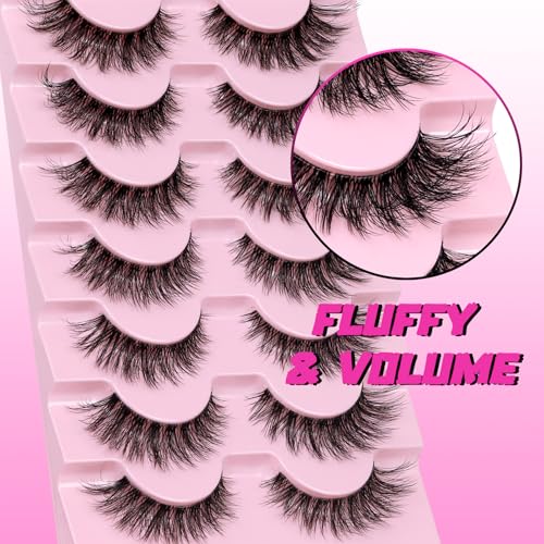 Veleasha Fluffy Cat Eye False Eyelashes - 7 Pairs, 8-15mm C Curl