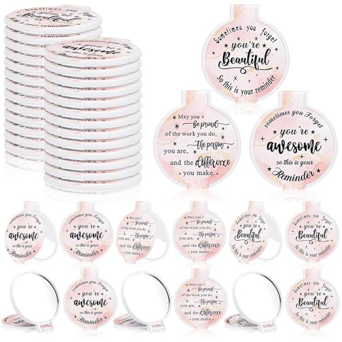 Wenqik 100 Pcs Inspirational Compact Mirror Bulk - Light Pink