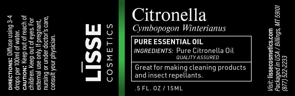 Lisse Citronella 100% Pure Essential Oil - Batch Tested & Third Party Verified - Premium Quality You Can Trust (0.5 Fl Oz)