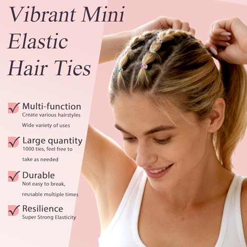 1000pcs Mini Clear Hair Rubber Bands - Soft, Durable Hair Ties for Kids