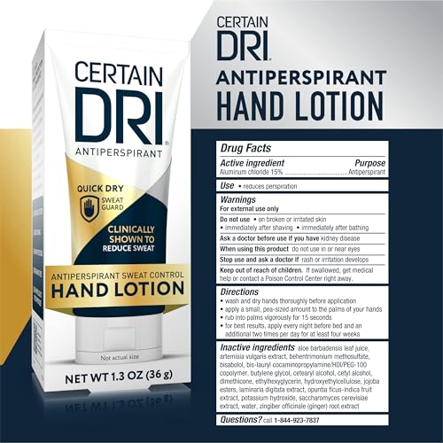 Certain Dri Antiperspirant Hand Lotion for Hyperhidrosis & Sweating - 1.3 oz