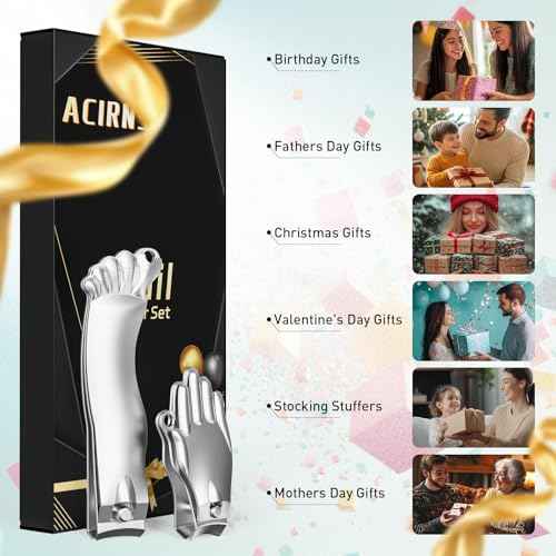 Nail Clippers Set,Gag Gifts Funny,Stocking Stuffers for Adults Men Him,White Elephant Gifts for Adults, Cool Stuff Gadgets for Men Dad Boyfriend Father Husband Friends,Mens Gifts Ideas (Silver)