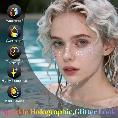 24pc Holographic Glitter Freckles Patches for Face