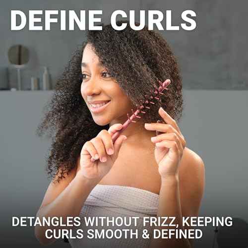 Janeke J-Brush Detangling Comb for Curly and Wavy Hair ? Wide Tooth J-Shape Brush for Wet and Dry Use ? Anti-Frizz, Lightweight and Gentle on Scalp ? Made in Italy Professional Styling Tool (Pink)