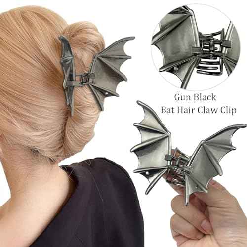 3 Pieces Large Metal Spider Net Bat Hand Hair Claw Clips for Women and Girls Thick Long Hair, Nonslip Skeleton Spooky Barrette Headband Hair Styling Accessories for Halloween Christmas Gifts