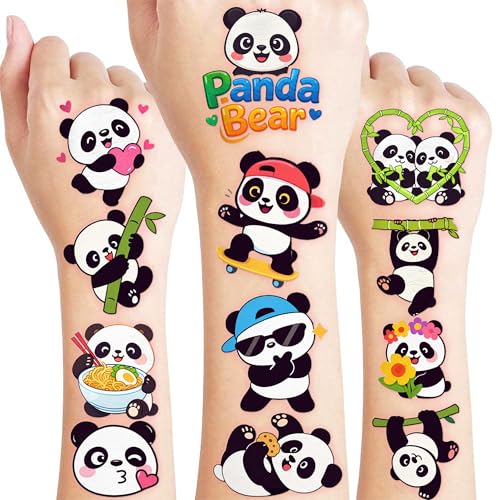 96 Panda Temporary Tattoos for Kids | Cute Animal Designs