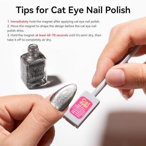 Cat Eye Nail Polish Set, 6 Colors with Magnet, Air Dry