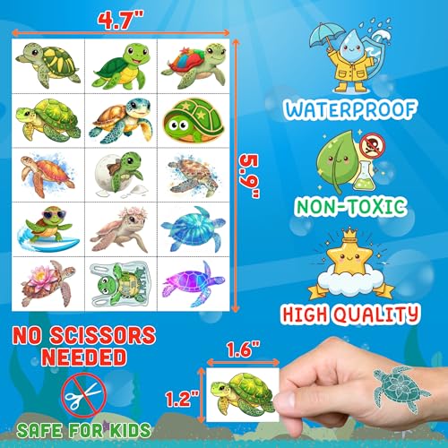 Turtle Temporary Tattoos - 60pc Under The Sea Party Favors