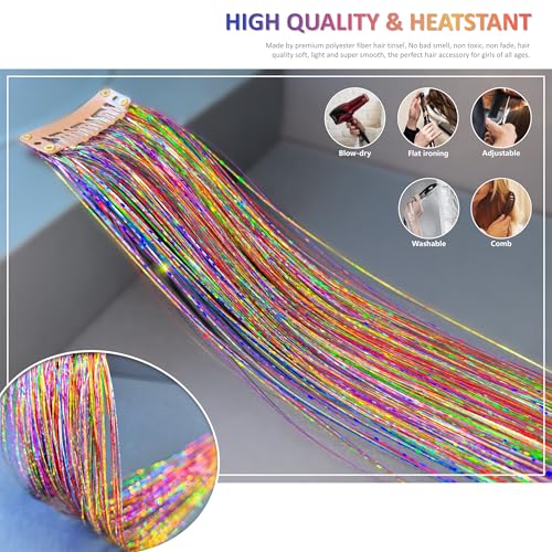 Hair Tinsel Clip in Extensions 12Pcs 24 Inch Glitter