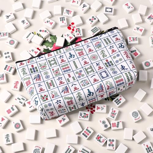 TIASUSAN White Mahjong Tile Bag - Portable Storage Case (13x7 in)