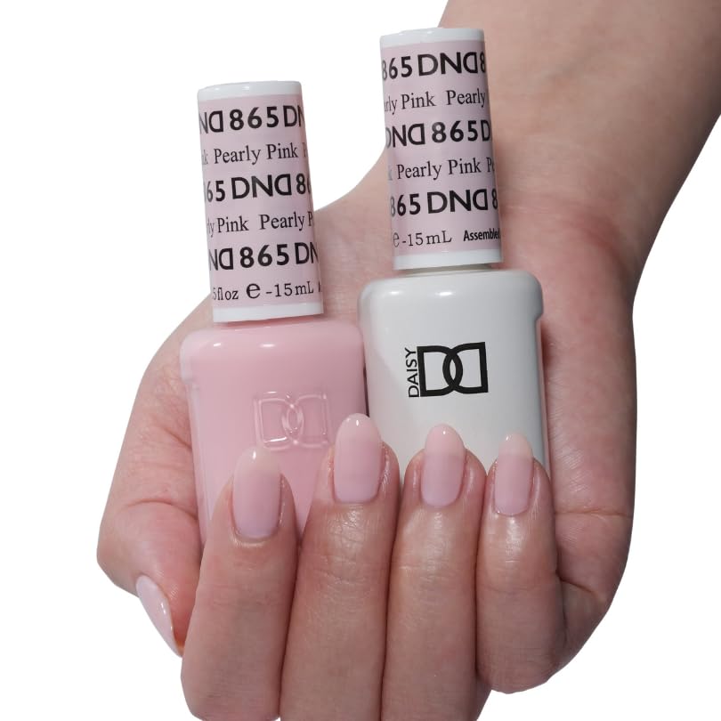 DND Gel Polish Set, Sheer Collection, UV/LED Gel Polish and Air Dry Nail Lacquer, Matching Chip-Free Polish Duo, 865 Pearly Pink, 0.5 Fl Oz