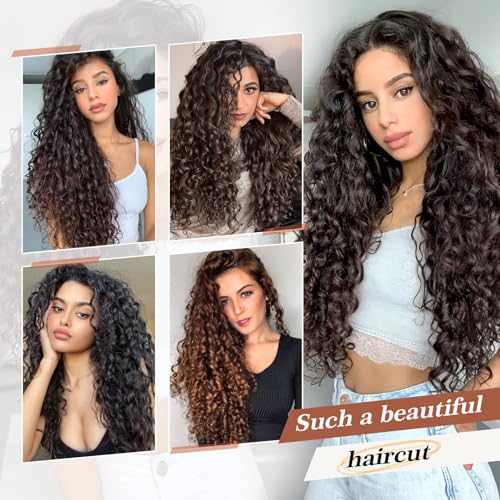 Flufymooz Clip-In Hair Extensions 20 Inch Curly Dark Almond Brown