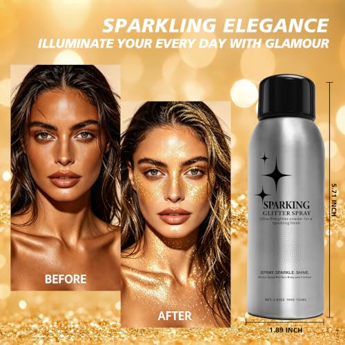 Hair and Body Glitter Spray - 100ml Gold, Quick-Drying
