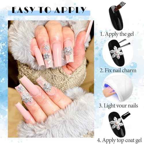 20PCS Silver Snowflake Nail Charms for DIY Christmas Nails