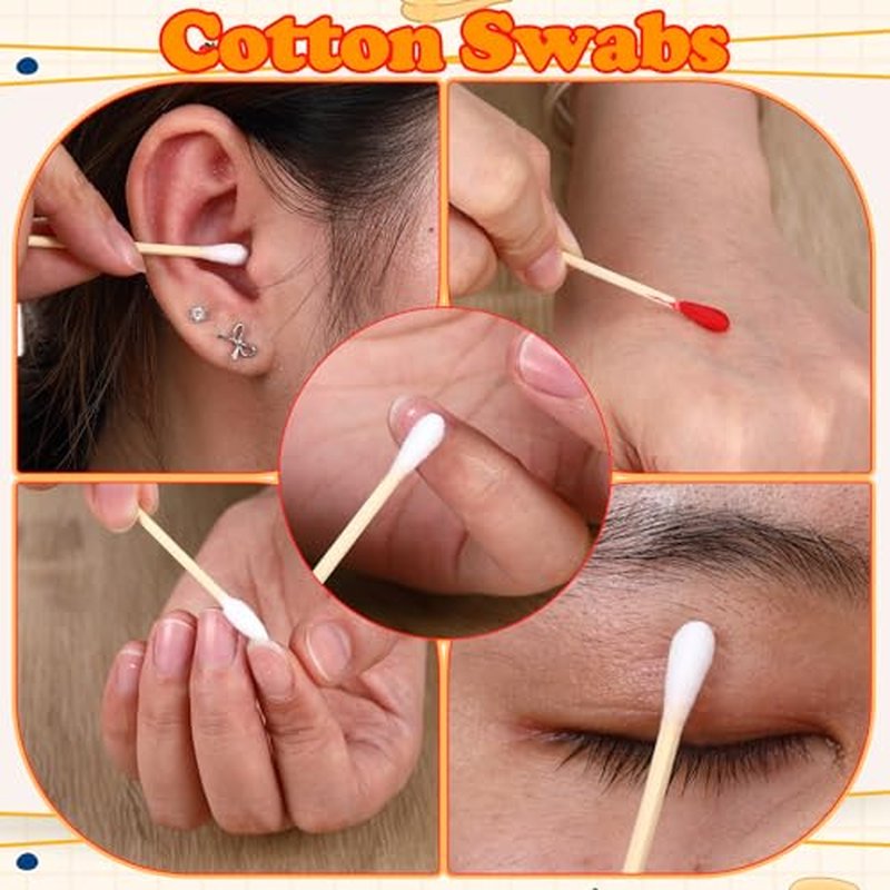 1200pcs Double-Ended Cotton Swabs with Storage Case - Extra Absorbent & Versatile