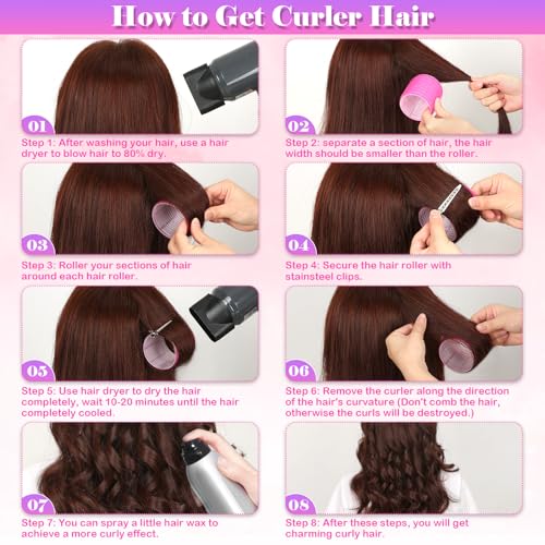Cludoo Jumbo Hair Rollers Set 28 Pcs Self Grip Curlers with Clips