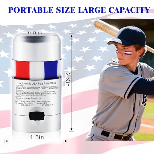 Red White and Blue Eye Black Face Paint - 4th of July Patriot Makeup