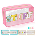 STUFF Chenille Letter Makeup Bag | Waterproof Nylon Cosmetic Pouch