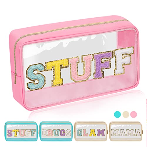 STUFF Chenille Letter Makeup Bag | Waterproof Nylon Cosmetic Pouch