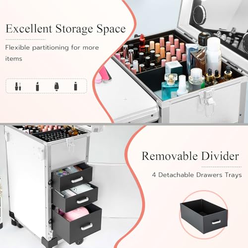 Professional Rolling Nail Cart with Bluetooth Speaker & Lockable Drawers