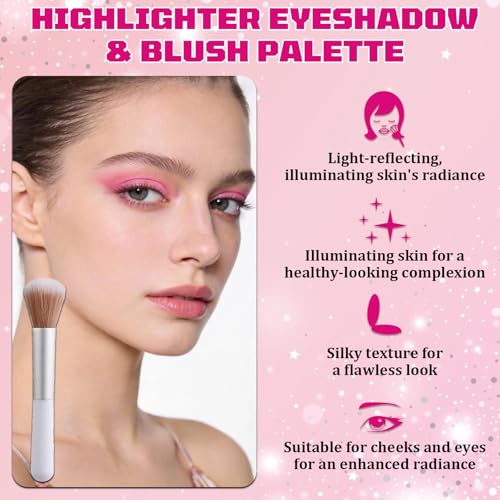 Multifunctional Eye & Cheek Palette with Blush Brush – Long-Lasting Makeup Set