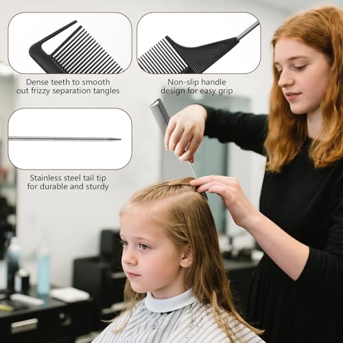 Boar Bristle Hair Brush with Rat Tail Comb for Women & Kids