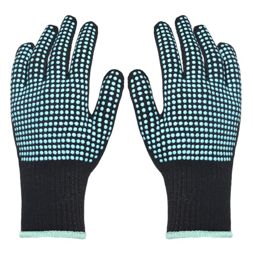 Heat-Resistant Gloves for Hair Styling & Sublimation - Combed Cotton, Silicone Dots, 2 Pack