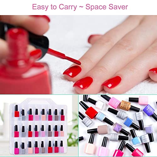 JIASHENG 48 Bottles Nail Polish Organizer Case, 1000pcs Gel Nail Polish Remover, Lint Free Nail Wipes Cotton Pad with a Pump Dispenser Bottle