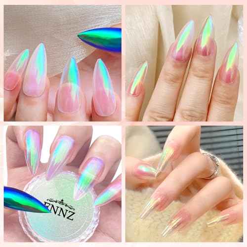 Unicorn Chrome Nail Powder, Aurora Unichrome Mermaid Aurora Pigment Pearlescent Nail Art Glitter Dust Decoration for Home DIY Salon Manicure - Ocean Glimmer