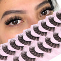 Losha DD Curl Russian Strip Lashes - 10 Pairs Wispy False Eyelashes