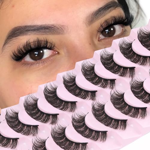 Losha DD Curl Russian Strip Lashes - 10 Pairs Wispy False Eyelashes