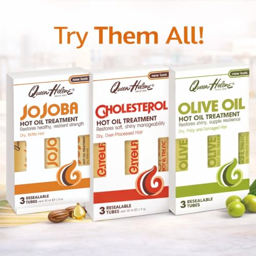 Queen Helene Cholesterol Hot Oil Treatment for Dry, Over-Processed Hair, Restores Soft, Shiny Manageability,1 FL OZ Tube - 12 Count