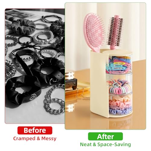 Rotating Hair Accessories Organizer, 3-Tier Makeup Brush Holder