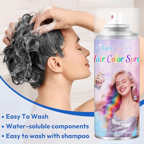 Black & White Temporary Hair Color Spray - Washable & Quick-Drying, 2-Pack