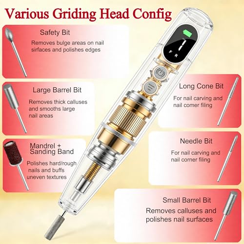 Electric Nail Drill Kit – Professional Cordless Nail File with LED Display & 26 Accessories