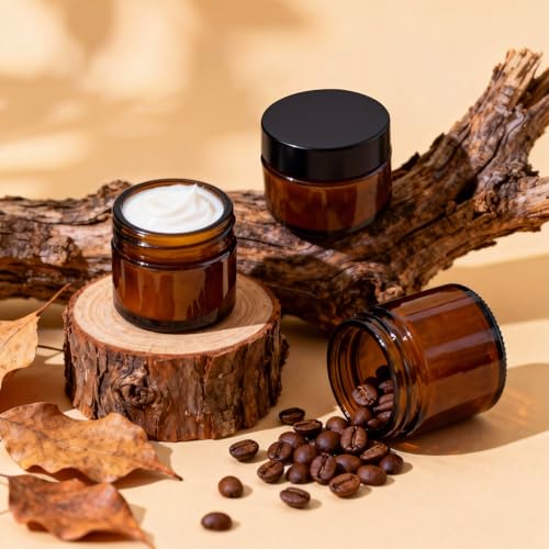 Amber Glass Jars - 3 Pack, 1oz/2oz/4oz Airtight Containers for Cosmetics