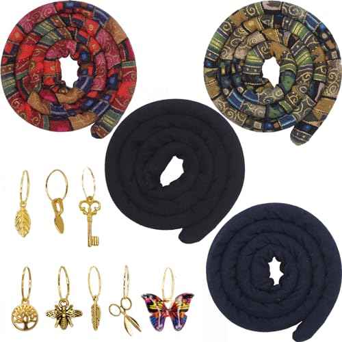 4 Pieces Spiral Lock Hair Tie Dreadlock Hair Tie for Women and Men Braids Dreadlock Accessories Colorful Dread Ties for Braids Loc Thick Curly Hair (Multi)