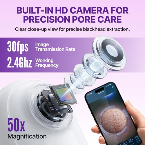 Dr. Sheen Blackhead Vacuum Remover with Camera, 3 Suction Modes & 6 Silicone Tips